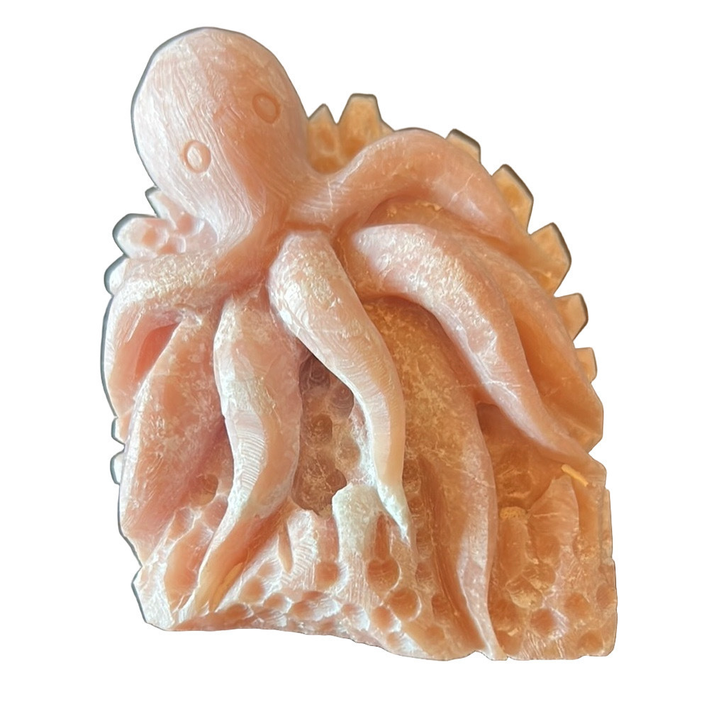 Octopus Natural Pink Opal Sculpture Handheld Size